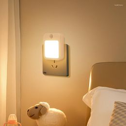 Night Lights Motion Sensor LED EU Plug Dimmable Cabinet Light For Baby Bedside Bedroom Corridor Wireless Lamp Lighting