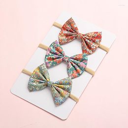Hair Accessories 3Pcs/Lot Baby Headband Floral Bows Hairband For Girls Lovely Colourful Flower Print Cotton Born Headwear