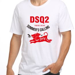 DSQ2 Cotton Twill Fabric Men's T-shirt Summer New Youth Slim Fit Short Sleeve T-shirt Fashion Casual Bottom Shirt