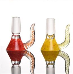 Colourful PIPES 14mm bowl and 18mm glass bowl Male Joint Handle Beautiful Slide piece smoking Accessories For Bongs