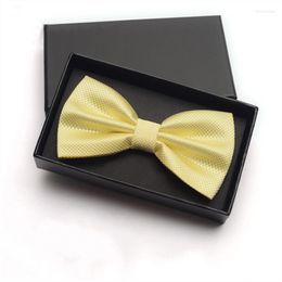 Bow Ties High Quality Arrivals Fashion Men Bowties Wedding Party Brand Adjustable Butterfly Tie For Solid Color With Gift Box