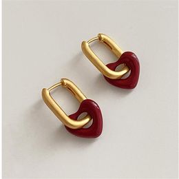 Hoop Earrings Arrive Frosted Matte Red Heart For Women Ear Buckle Huggies Trendy Jewelry Accessories Pendientes Mujer Eh1785