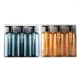 Storage Bottles 3Pcs 500ml Empty Bottle Set Shampoo Shower Gel Hair Conditioner Press Pump Soap Dispenser Body Wash Bathroom Refillable