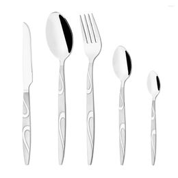 Flatware Sets Dinnerware Special Pattern Vintage Silver Set 304 Stainless Steel Spoon Fork Steak Knife Travel Cutlery Tableware