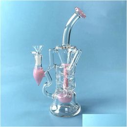 Smoking Pipes Fab Egg Hookahs Double Recycler Bong Turbine Percolator Heady Glass Water Bongs Purple Pink Green Oil Dab Rigs 14Mm Fe Dhsmt