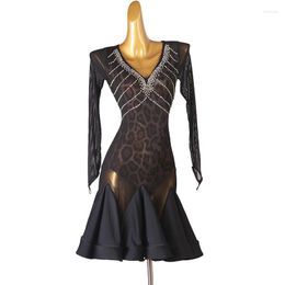 Stage Wear Latin Dance Dress Salsa Women Competition Samba Costumes Diamond Tango