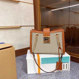 Designer Women Shoulder Padlock Bag Crossbody Tote Bags with Chain Square Lock Canvas Genuine Leather Bow Stripes Distressed Fashion Handbag bagsmall68