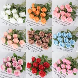 Konstgjorda rosblommor Enstaka stam Fake Silk Rose Flower For Home Garden Wedding Centerpieces Decorations