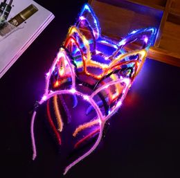 Party Supplies LED Light Up Glowing Rabbit Ear Headband Bunny Women Girl Flashing Headwear Easter Cosplay Dress Up Props Christmas Hairband hair stick SN550