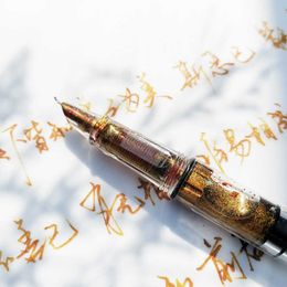 Art-tip fountain pen gold powder Colour ink transparent barrel filling large-capacity shaft