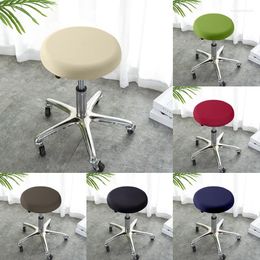 Chair Covers Elastic Round Stool Cover Salon Seat Cushion Slipcover Solid Colour Protector Household Case Housse De Chaise