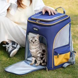 Cat Carriers Oxford Pet Dog Carrier Mesh Bag For Small Cats Large-Capacity Breathable Foldable Portable Travel Outdoor Puppy Backpack