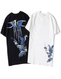 Модная птичья печать мужская дизайнерская футболка с коротким рукавом высококачественный мужчина женская футболка хип -хоп Tee Tops5305229