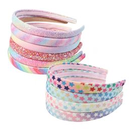 Fashion Girls Glitter Rainbow Hairbands Cute Hair Hoops Lovely Stars Headbands For Kids Gifts Hair Accessories