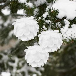 Party Decoration 1box Christmas Tree Balls 8cm Big White Flower Pendants Xmas Hanging For Home Year Navidad Gifts