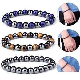 Beaded Magnetic Hematite Therapy Beads Bracelet Men Women Healing Energy Natural Stone Adjustable Tiger Eye Drop Delivery Jewellery Bra Dhtcc