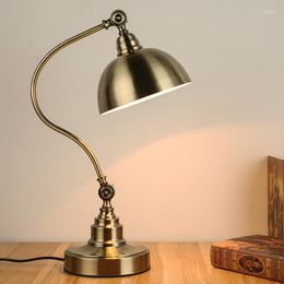 Table Lamps Library Art Deco Bronze Lamp Led Work Reading Light Study Room Class Desk Vintage E27 Rustic Plated Iron