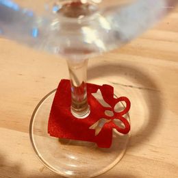 Christmas Decorations 10pcs/lot Wine Glass Decoration Xmas Party Decor Felt Cup Ring Table Year Festival Supplies