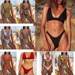Sexy Women two-piece swimsuit 25 color Multicolor Solid colors and prints Design swimwear qj2025 summer fashion sporty beach suit