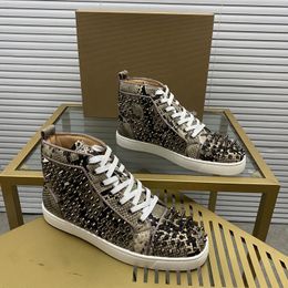 Top mens stylish studded shoes handcrafted real leather designer rock style unisex red soles shoes luxury fashion womens diamond encrusted casual shoe 00125