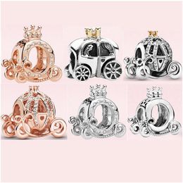 Charms Luxury 925 Sterling Sier Diy Beads Beaded Rose Gold Crown Lady Jewelry Gift Pumpkin Car Pendant Original For Pandora Fashion Dhlti