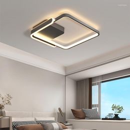 Ceiling Lights Led Light For The Bedroom Black White Modern Square Ring Chandeliers Living Room Study Nursery Indoor Lighting Fixture