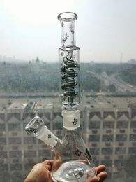 10.6inchs Beaker Dab Rigs cSmoking Glass Pipe Recycler Glass Water Bongs Freezable Coil With 14mm Bowl