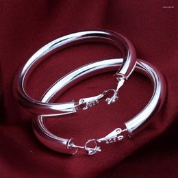 Hoop Earrings Trend 925 Sterling Silver Beautiful 5CM Big For Women Fashion Party Wedding Designer Jewelry Christmas Gifts