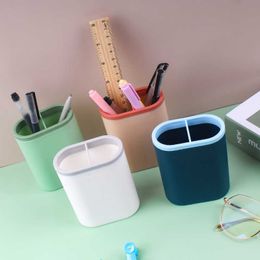 Creative Desktop 2 grid Squar Shape Pencil Case Cute Pen Holder Decoration Storage desk organizer stationery office accessories