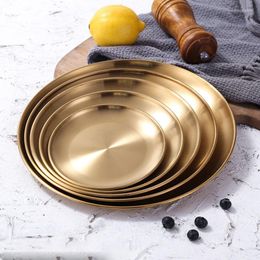 Plates European Dinner Gold Dining Storage Tray Round Serving Dishes Cake Western Steak Kitchen