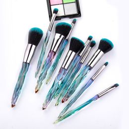 10/pcs Crystal Makeup Brushes Set Foundation Powder Blush Eyeshadow Concealer Lip Eye Make Up Brush Kits Cosmetics Beauty Tools