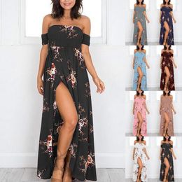 Party Dresses Summer Boho Off Shoulder Long For Women Elegant Floral Printed Maxi Dress Beach Vintage Vestidos Plus Size
