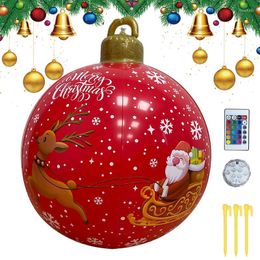 Party Decoration Light Up Inflatable Christmas Ball 24 Inch Large Outdoor Decorated Xmas Decorations For Garden Yard