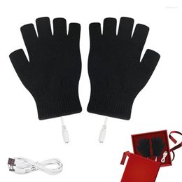 Cycling Gloves USB Electric Heated Fingerless Rechargable Women Men Hand Warmer Winter Warm For Sports Skiing Running