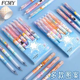 6pcs/Set Gel Pen Cute Cartoon 0.5mm Balck Ink Press Writing Office Supply Stationery for Student