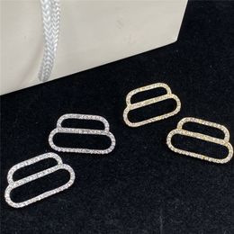 Shiny Diamond Letter Earrings Charm Rhinestone Studs Crystal Designer Eardrops Golden Silver Dangler With Box