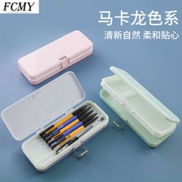 1Pc Stationery Box 2 Layer Transparent Multi-function Large Capacity Pencil Penholder School Supplies Kawaii Cases