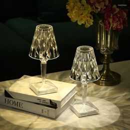 Table Lamps Modern Crystal Fixture Diamond Bedside Restaurant Bar Decoration Clear Luxury Reading Lights Usb Charging Small