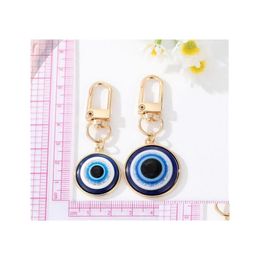 Key Rings Turkish Blue Eye Pendant Keychain Ring For Men Women Couple Freind Gift Evil Bag Car Accessories Wholesale Drop Delivery Je Dhzmn