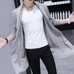 Men's Trench Coats Stylish Men Windbreaker Long Sleeve Slim Spring Autumn Draping Lapel Overcoat Outwear Cloak