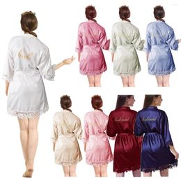 Women's Sleepwear Bride Robe Bridesmaid Robes Lace Ladies Nightwear Wedding Morning Bridal Party Kimono A9007YJ