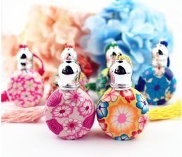 200pcs Colorful 10ml Roll On Perfume Bottles Polymer Clay Empty Refillable Glass Roller Vials Thick Essential Oil Bottle SN552