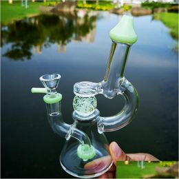 Smoking Pipes 7 Inch Hookahs Glow In The Dark Ball Glass Bong Showerhead Percolator Oil Dab Rigs Slitted Donut Perc 14Mm Joint Water Dhpuo