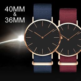 2022 New Mens Womens Watch d&w Quartz Fashion Casual Watches Daniels Nylon Strap Clock255V