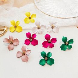 Stud Earrings Fashion Spray Paint Sweet Flower Earring Jewellery Acrylic Trendy Brincos For Women Girls Gift