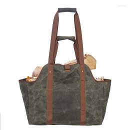 Storage Bags Outdoor Large Capacity Canvas Log Tote Indoor Fireplace Firewood Totes Holders Fire Wood Carriers Carrying