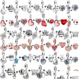 Silver New S925 Sterling Sier Beads Charms Bracelets Original Fit Pandora Luxury Colorf Heart Beaded Diy Pendant Classic Ladies Jewe Dh7Qq