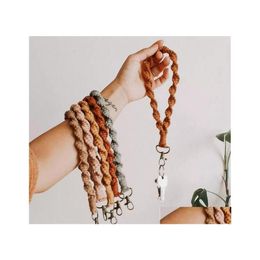 Keychains Lanyards Rame Wristlet Wrist Lanyard Strap Keyring Bracelet 11 Colors Rames Braided Key Rings Drop Delivery Fashion Acces Dhia2