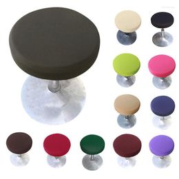 Chair Covers Solid Colour Bar Stool Cover Round Elastic Seat Case For Banquet Home El Cushion Slipcover Anti-dirty
