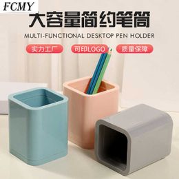 Desktop Solid Color Pen Holder Simple Storage Box Multi-function Office School Supplies Stationery Tube Student